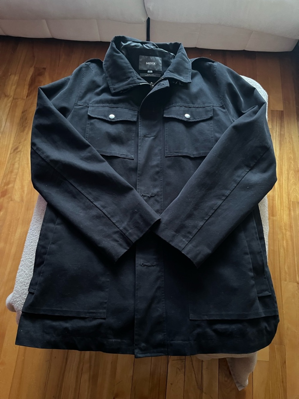 Mexx Black Military Field Jacket with Chest Flap Pockets
